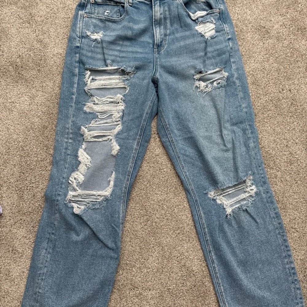 American Eagle Outfitters Distressed Light Blue Boyfriend Jeans